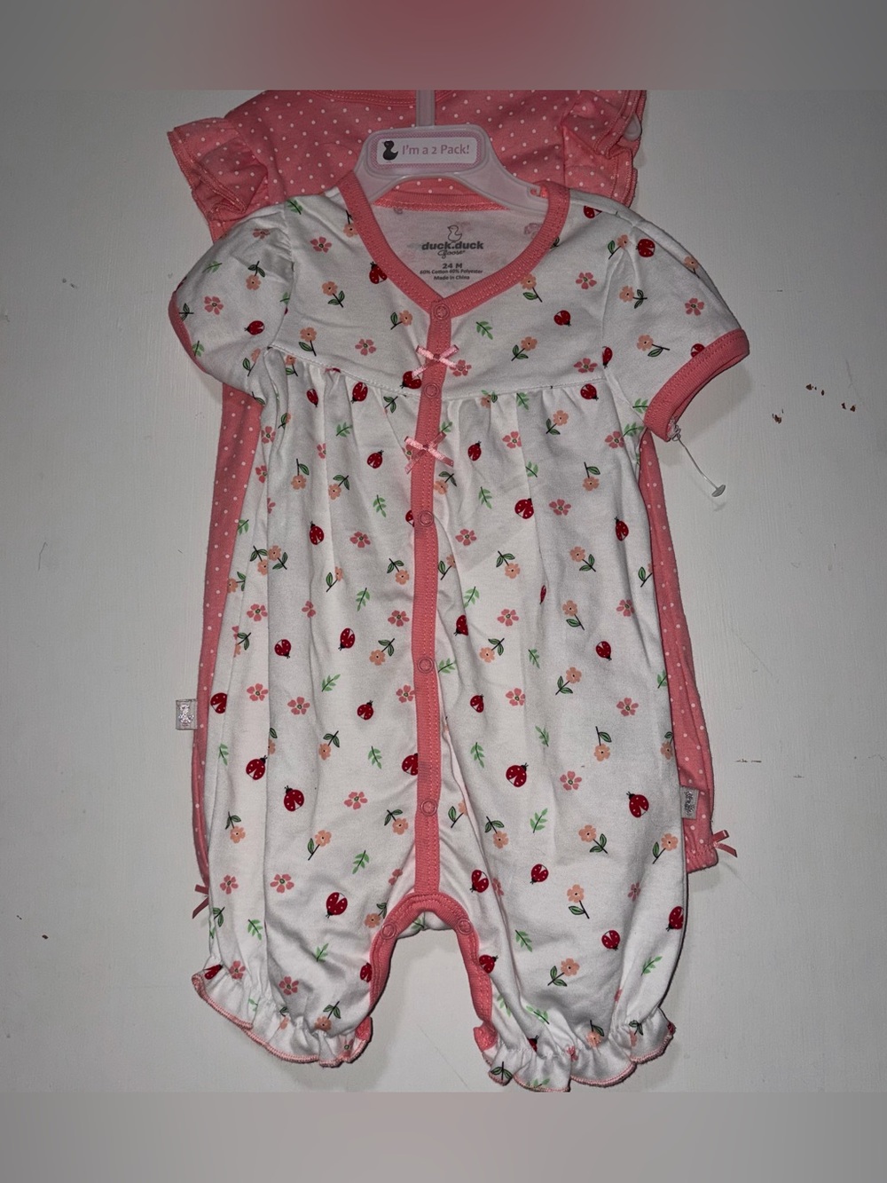 duck duck Pink Floral & Strawberry Baby One-Piece Bodysuit